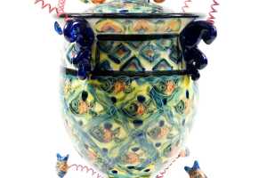 Catherine Lane, Diver's Urn, 1991. Ceramic urn with sprung sculptural divers, snakes and fish - 3