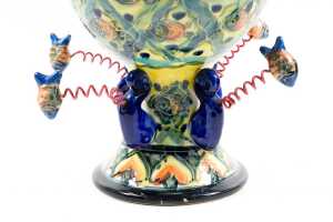 Catherine Lane, Diver's Urn, 1991. Ceramic urn with sprung sculptural divers, snakes and fish - 4
