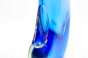 Czech mid-century blue cased clear art glass vase, 1970s - 4