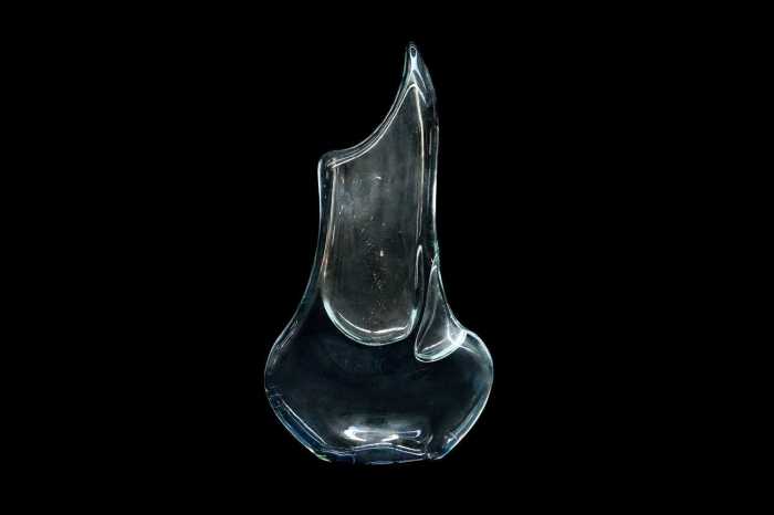 Czech mid-century sculptural clear glass vase