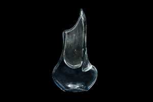 Czech mid-century sculptural clear glass vase