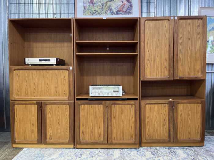 Forum mid-century teak three piece wall unit