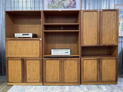 Forum mid-century teak three piece wall unit