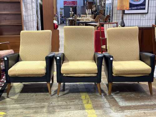 Three mid-century recliner armchairs