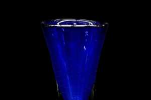 Kosta Boda submerged blue and pink art glass vase - 2