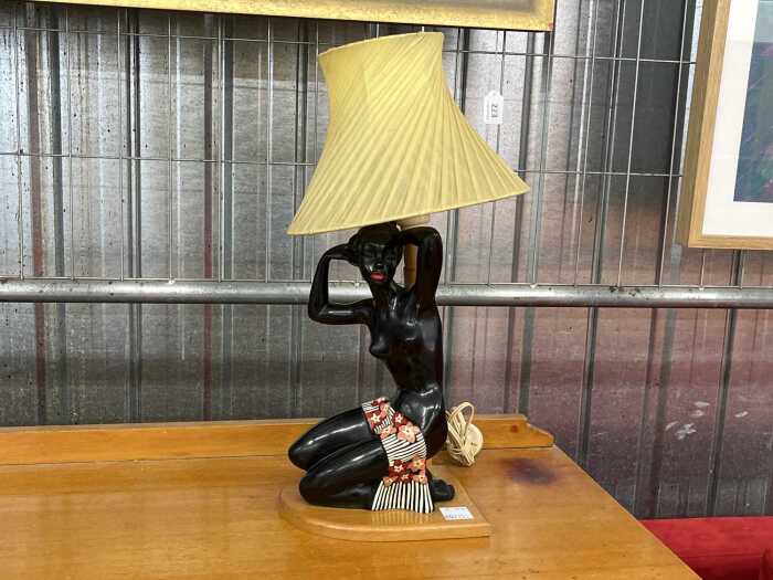Mid-century Barsony style hula girl table lamp