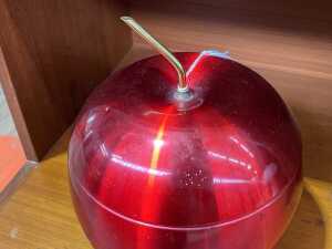 Mid-century Daydream red anodized apple ice bucket - 2