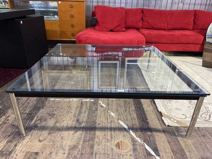 Modern chrome and glass coffee table