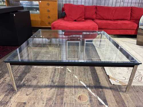 Modern chrome and glass coffee table