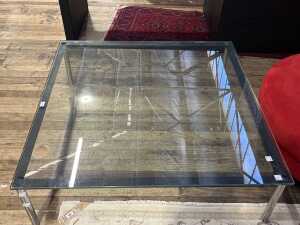 Modern chrome and glass coffee table - 2