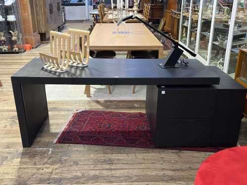 Contemporary black leather covered desk
