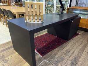 Contemporary black leather covered desk - 2