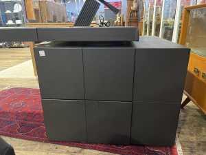 Contemporary black leather covered desk - 3