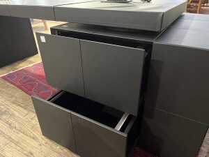 Contemporary black leather covered desk - 4
