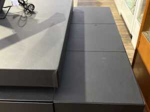 Contemporary black leather covered desk - 5