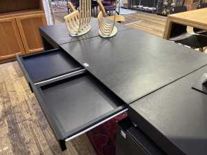 Contemporary black leather covered desk - 6