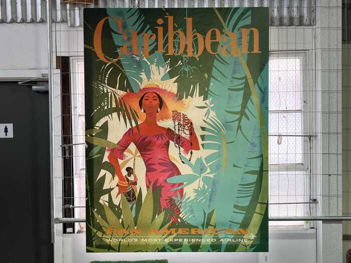 Pan American Caribbean advertising poster. Reproduction print on canvas