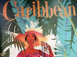 Pan American Caribbean advertising poster. Reproduction print on canvas - 2