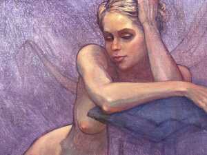 Roz McQuillan, Amy Female Nude at Rest. Oil painting on linen - 2