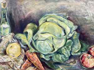 Betty Jungwirth, Home From Market. Oil painting on board