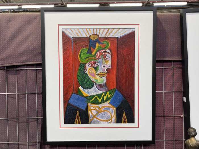 Artist unknown (in the style of Picasso), Cubist portrait of a lady in a hat. Oil painting on board