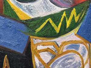 Artist unknown (in the style of Picasso), Cubist portrait of a lady in a hat. Oil painting on board - 3