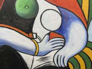 Artist unknown (in the style of Pablo Picasso), portrait of a woman reading. Oil painting on board - 3