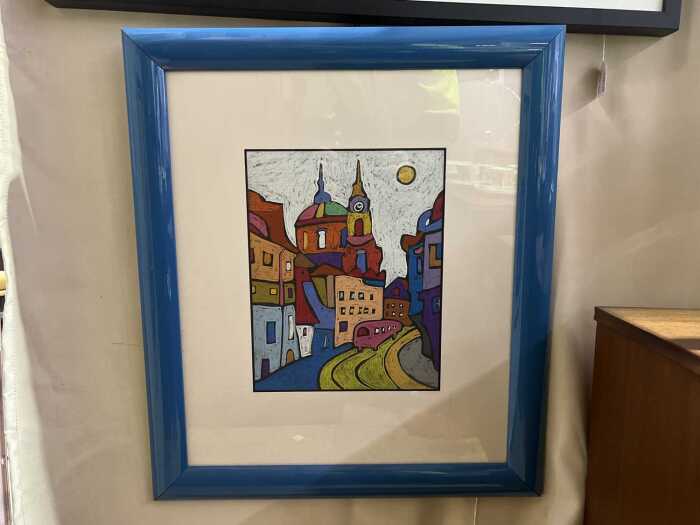 V. Mingaleu, European street scene. Pastel drawing on paper