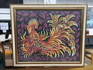 Mid-century framed 'Firebird' needlepoint tapestry - 2