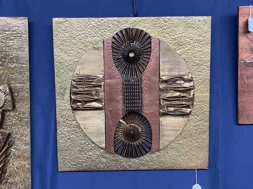 Mid-century Brutalist metal wall panel