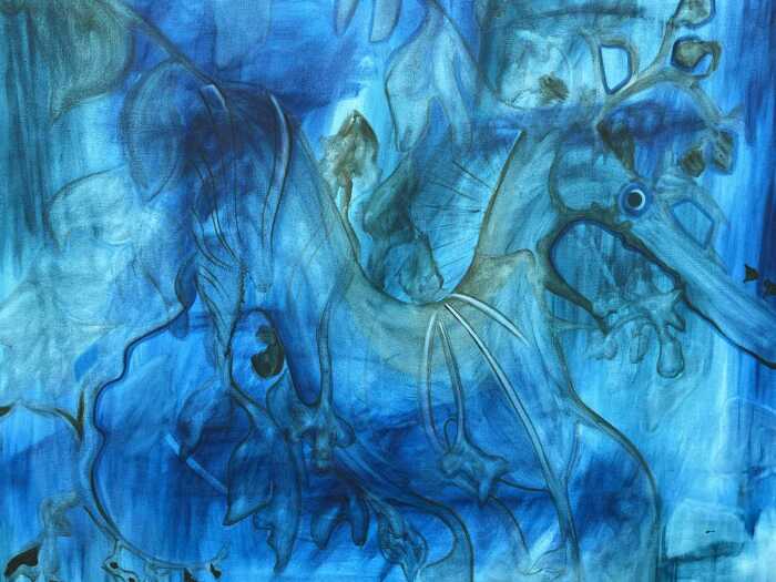 Artist unknown, seahorse, 1988. Acrylic painting on canvas