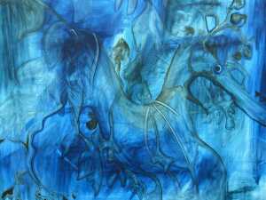 Artist unknown, seahorse, 1988. Acrylic painting on canvas