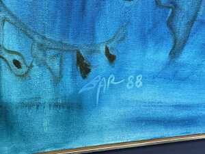 Artist unknown, seahorse, 1988. Acrylic painting on canvas - 3