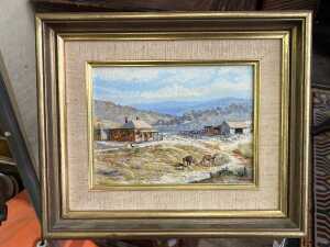 Maureen Joy Reschke (1933-), Australian farm scene. Oil painting on board - 2
