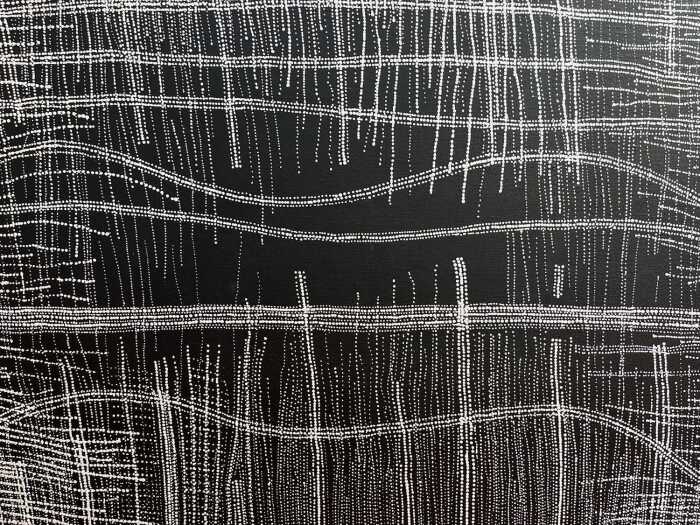 Elsie Granites Napanangka (1963-), Mina Mina. Indigenous Australian acrylic painting on linen
