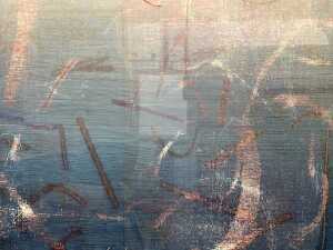 Ian Gardiner (1943-), minimal abstract in blue and pink. Lithographic print on paper