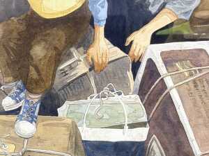 Lynette Rawlingson (working 1980s), Arrival, watercolour painting on paper - 3