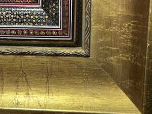 Persian etched copper panel surrounded by Khatam lacquered marquetry - 4
