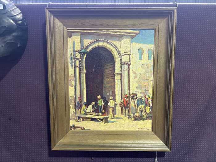 L. MacDonald, North African scene, 1943. Oil painting on board