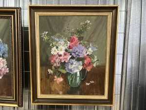 Dermont Hellier (1916-2006), Mixed Summer Flowers, oil panting on artist board
