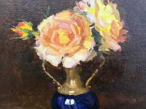 Shirley Bourne (1924-2006), Flowers in French Vase. Oil painting on board - 2