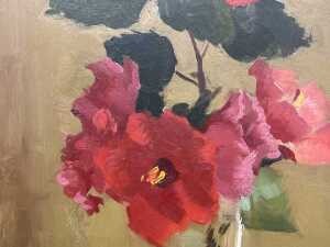 Shirley Bourne (1924-2006), Hibiscus. Oil painting on board - 2
