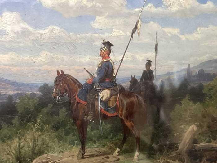 Christian Sell (1831-1883), cavalry officer, 1877. Antique oil painting on board