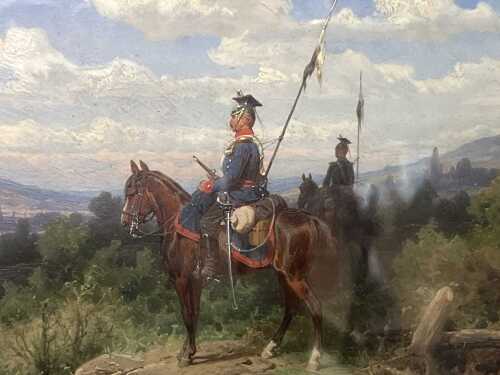 Christian Sell (1831-1883), cavalry officer, 1877. Antique oil painting on board