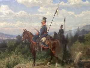 Christian Sell (1831-1883), cavalry officer, 1877. Antique oil painting on board