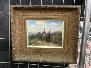 Christian Sell (1831-1883), cavalry officer, 1877. Antique oil painting on board - 2