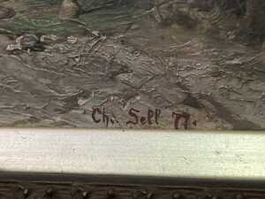 Christian Sell (1831-1883), cavalry officer, 1877. Antique oil painting on board - 3