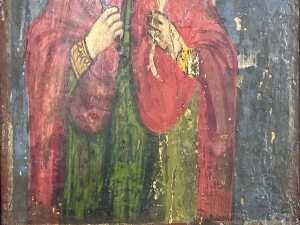 Antique Greek icon of a Saint Paraskeva. Egg tempera on timber panel - 3