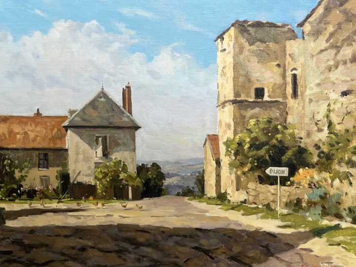 Paul McDonald Smith, Road to Dijon Chateauneuf, France. Oil painting on linen