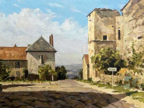 Paul McDonald Smith, Road to Dijon Chateauneuf, France. Oil painting on linen